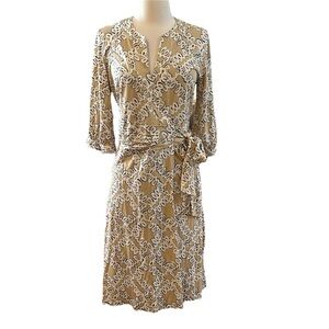 Lilly Pulitzer Beige and White Patterned Midi Dress